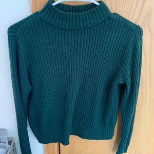 Slightly cropped deep green turtle neck sweater